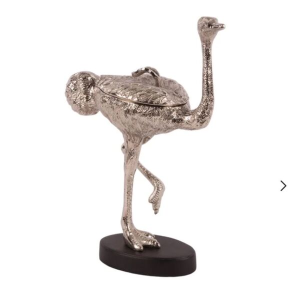 Z Gallerie Silver Ostrich Figurine box - Picture 1 of 9
